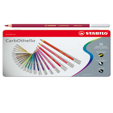 Matite colorate CarbOthello - tratto 4,40 mm - colori assortiti - Stabilo - astuccio in metallo 36 pezzi