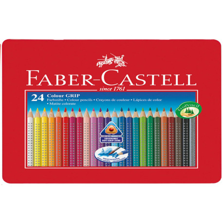 Matite colorate Colour Grip - acquerellabili - Faber-Castell - astuccio in metallo 24 pezzi
