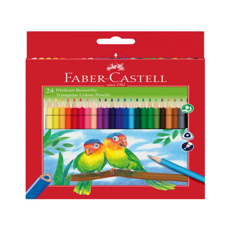 Matite colorate Eco - triangolari - diametro mina 3 mm - con temperino - colori assortiti - Faber-Castell - astuccio 24 pezzi