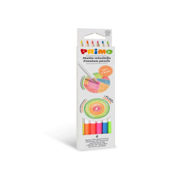 Matite colorate Minabella - diametro mina 3,8 mm - colori fluo assortiti - Primo - astuccio 6 pezzi