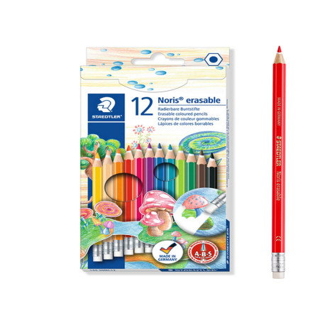 Matite colorate Noris 144 - cancellabili - colori assortiti - Staedtler - astuccio 12 pezzi