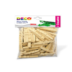 Mezze mollette legno - 72mm - DECO - sacchetto 100 pezzi