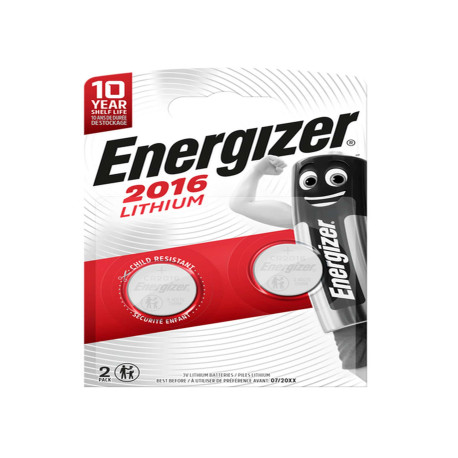 Micropila CR2016 - 3V - a pastiglia - Lithium - Energizer - blister 2 pezzi