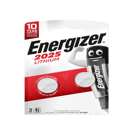 Micropila CR2025 - 3V - a pastiglia - litio - Energizer - blister 2 pezzi