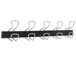 Appendiabiti da muro - 5 posti - 76 x 7,2 x 16 cm - metallo/ABS - nero/grigio metallizzato - Alba