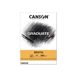 CANSON Graduate Bristol - Blocco incollato sul lato corto - A3 - 20 fogli - extra bianco