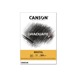 CANSON Graduate Bristol - Blocco incollato sul lato corto - A4 - 20 fogli - extra bianco