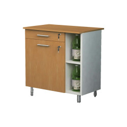 Mobile angolo Ristoro - punto caffè - 60 x 45 x 84 cm - bianco/noce chiaro