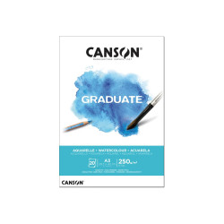 CANSON Graduate Watercolour - Blocco incollato sul lato corto - A3 - 20 fogli - bianco