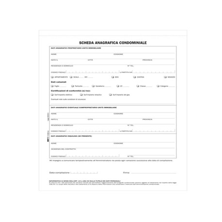 Modello richiesta dati anagrafici proprietario/affittuario - 2 copie - A4 - 29 x 21cm - Edipro