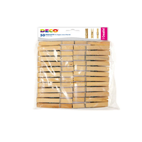 Molletta in legno - 72 x 10 mm - DECO - busta 50 pezzi