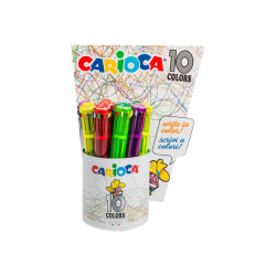 Carioca 10 Colors - Penna a sfera a 10 colori - colori assortiti - retrattile (pacchetto di 12)