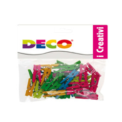 Mollettine mini - in legno - colori neon - 25 mm - Deco - conf. 45 pezzi