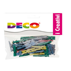 Mollettine mini - in legno - colori pastello - 25 mm  - Deco - conf. 45 pezzi