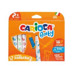 Carioca Baby - Penna punta in fibra - non permanente - colori assortiti (pacchetto di 12)