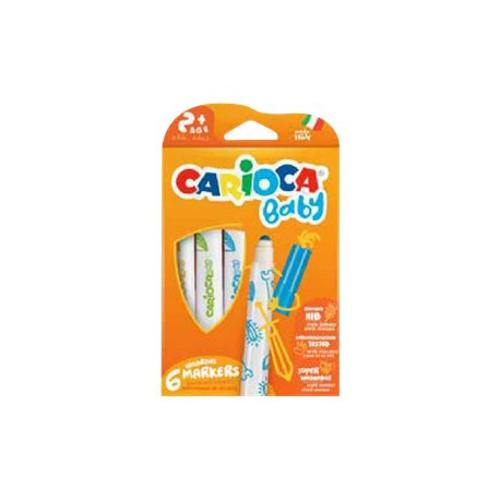Carioca Baby - Penna punta in fibra - non permanente - colori assortiti (pacchetto di 6)