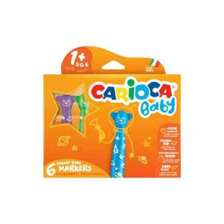 Carioca Baby Teddy - Penna punta in fibra - non permanente - colori assortiti (pacchetto di 6)