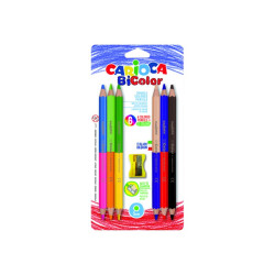 Carioca Bi-Color - Matita bicolore - colori opachi brillanti assortiti - 5 mm (pacchetto di 6)