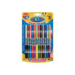 Carioca Bi-Color - Penna a doppia punta in fibra - non permanente - colori assortiti brillanti - 1-4.7 mm - medio (pacchetto di