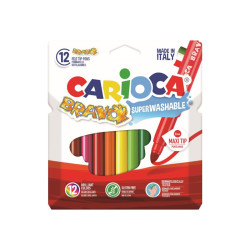Carioca Bravo - Penna punta in fibra - non permanente - colori assortiti brillanti - 6 mm (pacchetto di 12)