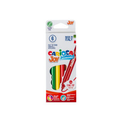 Carioca Joy - Penna punta in fibra - non permanente - colori assortiti brillanti - 2.6 mm - fine (pacchetto di 6)