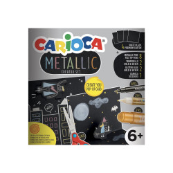 Carioca Metallic Creator - Set penna a punta in fibra e pennarello solido - argento, oro, colori assortiti - 17 pezzi