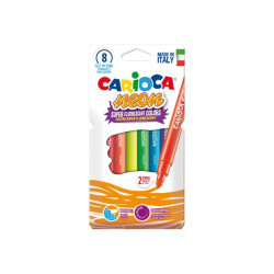 Carioca Neon - Penna punta in fibra - non permanente - colori assortiti - 4.7 mm - medio (pacchetto di 8)