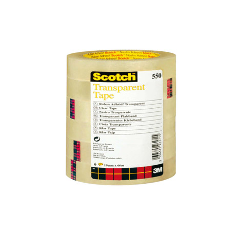 Nastro adesivo 550 - 19 mm x 66 m - PP - trasparente - Scotch - torre 8 rotoli