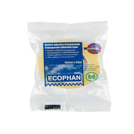 Nastro adesivo Ecophan - confezionato singolarmente - 15 mm x 33 m - acrilico - trasparente - Eurocel