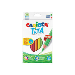 Carioca Tita Maxi - Pastello colorato - colori assortiti brillanti - 5 mm (pacchetto di 12)