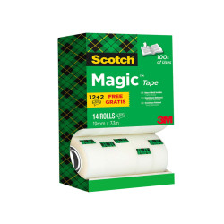 Nastro adesivo Magic 810 - 19 mm x 33 m - acrilico - trasparente - Scotch - Multi Pack 12+2 rotoli