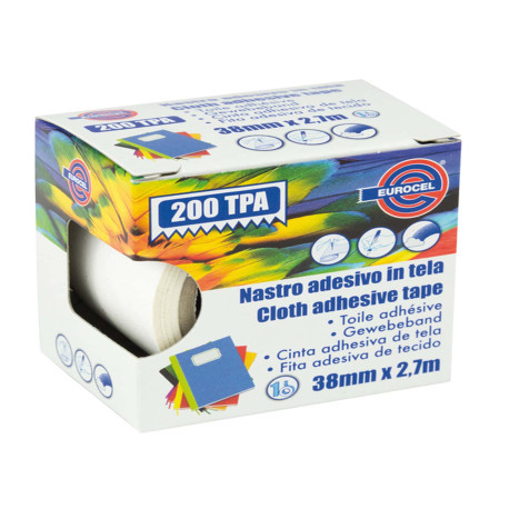 Nastro adesivo telato TPA 200 - 38 mm x 2,7 m - tela plastificata - bianco - Eurocel