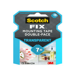 Nastro biadesivo FIX - 19 mm x 1,5 m - LDPE - trasparente - Scotch