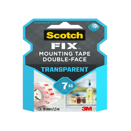 Nastro biadesivo FIX - 19 mm x 1,5 m - LDPE - trasparente - Scotch