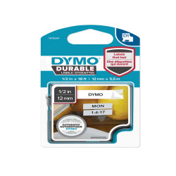 Nastro D1 Durable 1978364 - 12 mm x 5,5 mt - vinile - nero/bianco - Dymo