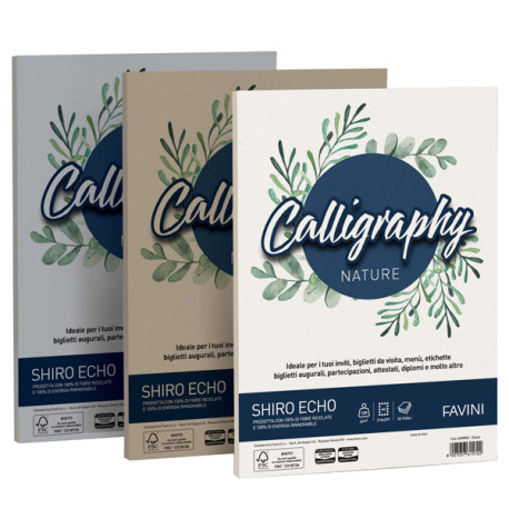 Carta Calligraphy Nature Shiro Eco - A4 - 250 gr - cenere - Favini - conf. 50 fogli