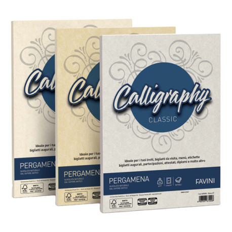 Carta Calligraphy Pergamena - A4 - 90 gr - oro 03 - Favini - conf. 50 fogli