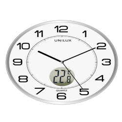 Orologio da parete Tempus - con termometro - diametro 30 cm - bianco - Unilux