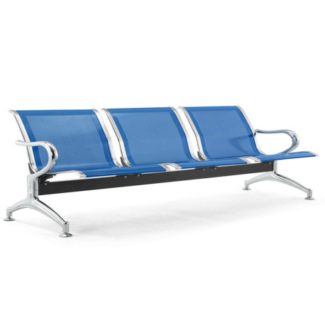 Panca attesa - 3 posti - in acciaio - blu - Serena Group