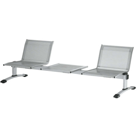 Panca attesa Plexus PS2PT - 2 posti - con tavolo - senza braccioli - grigio - Unisit