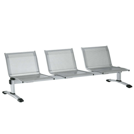 Panca attesa Plexus PS3P - 3 posti - senza braccioli - grigio - Unisit