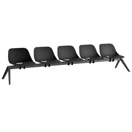 Panca attesa Quick QK5P - 5 posti - senza braccioli - nero - Unisit