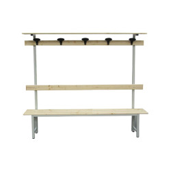 Panca spogliatoio - con alzata - 5 posti - 150 x 40 x 185 cm - legno - Fasma