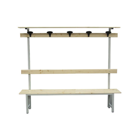 Panca spogliatoio - con alzata - 5 posti - 150 x 40 x 185 cm - legno - Fasma