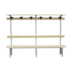 Panca spogliatoio - con alzata - 6 posti - 200 x 40 x185 cm - legno - Fasma