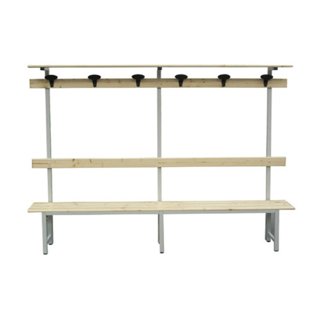 Panca spogliatoio - con alzata - 6 posti - 200 x 40 x185 cm - legno - Fasma