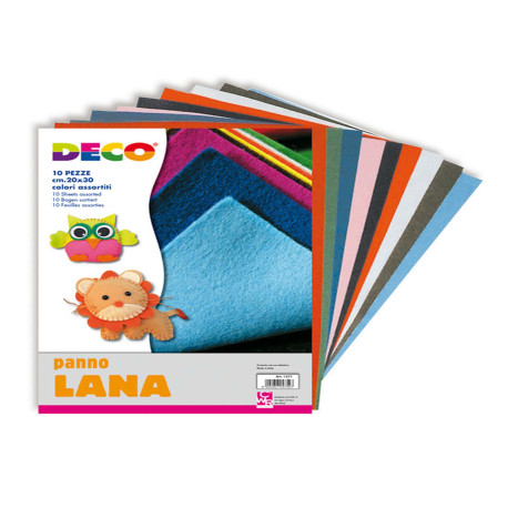 Panno lana - 20x30cm - colori assortiti - DECO - conf. 10 pezzi