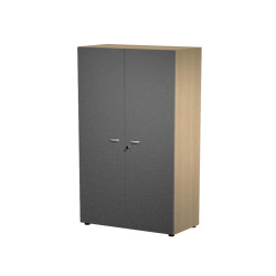 Armadio alto con ante Essence - con serratura - 90 x 45,8 x 200 cm - rovere/antracite