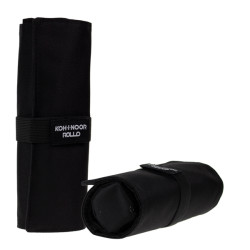 Astuccio arrotolabile Roller - con astuccio zip interno - 24 scomparti - 7,5 x 21,5 cm - tessuto - nero - Koh.I.Noor