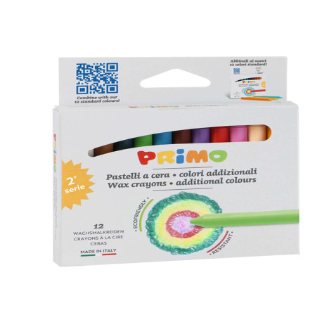 Pastelli a cera - Ø 9 mm x 85 mm - Primo - conf. 12 pezzi